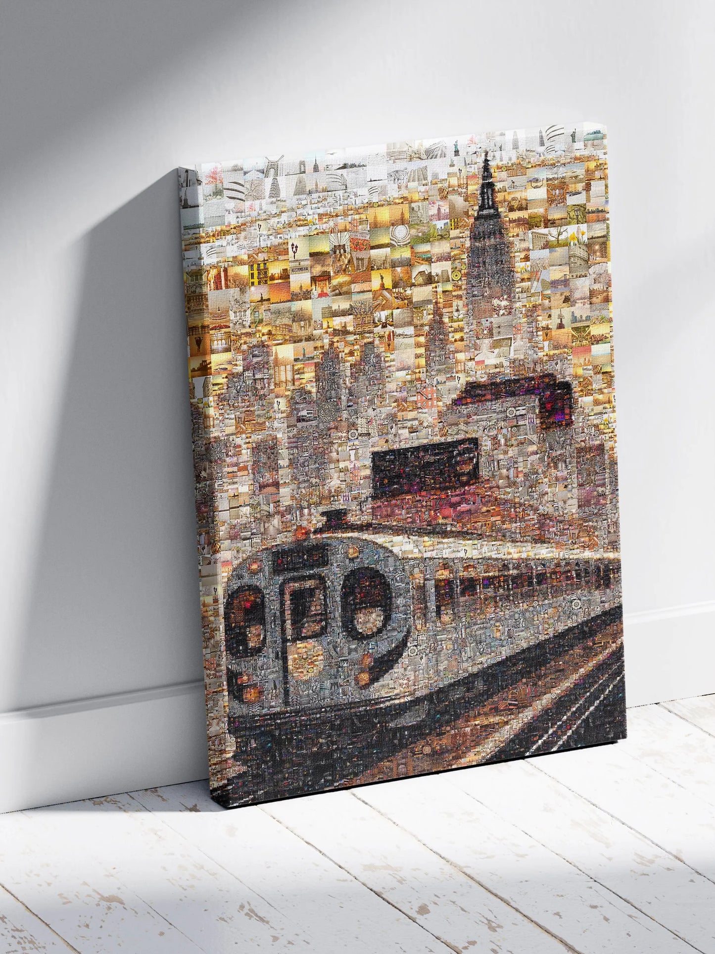 Stunning NYC Mosaic Art: Train and Skyline Collage for Home Decor AtelierMosaics