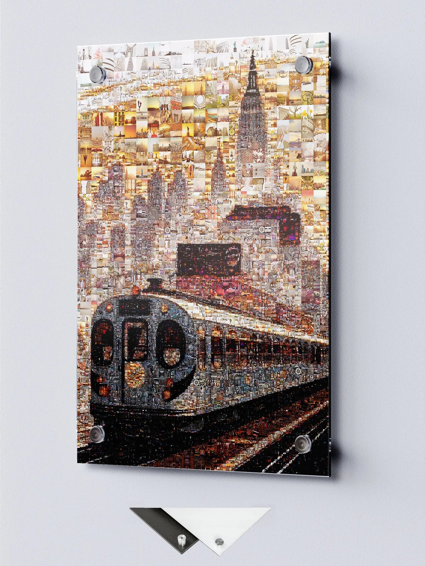 Stunning NYC Mosaic Art: Train and Skyline Collage for Home Decor AtelierMosaics
