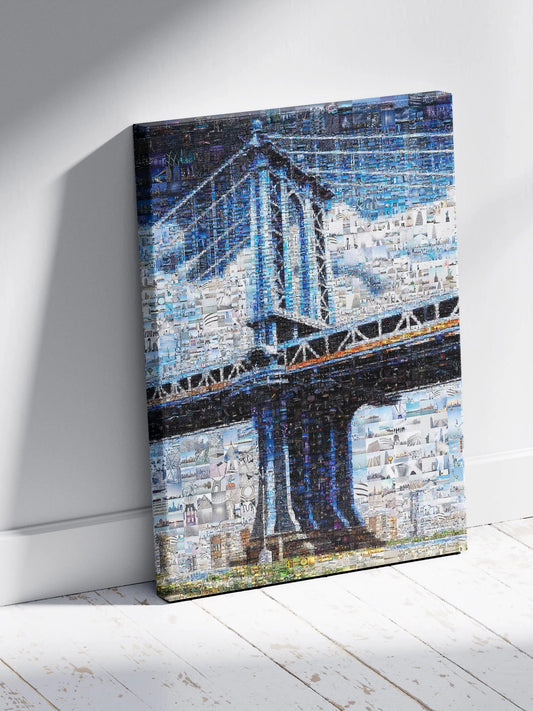 Stunning Blue Mosaic Artwork of Iconic Bridge - Unique Wall Art for Home or Office Decor AtelierMosaics