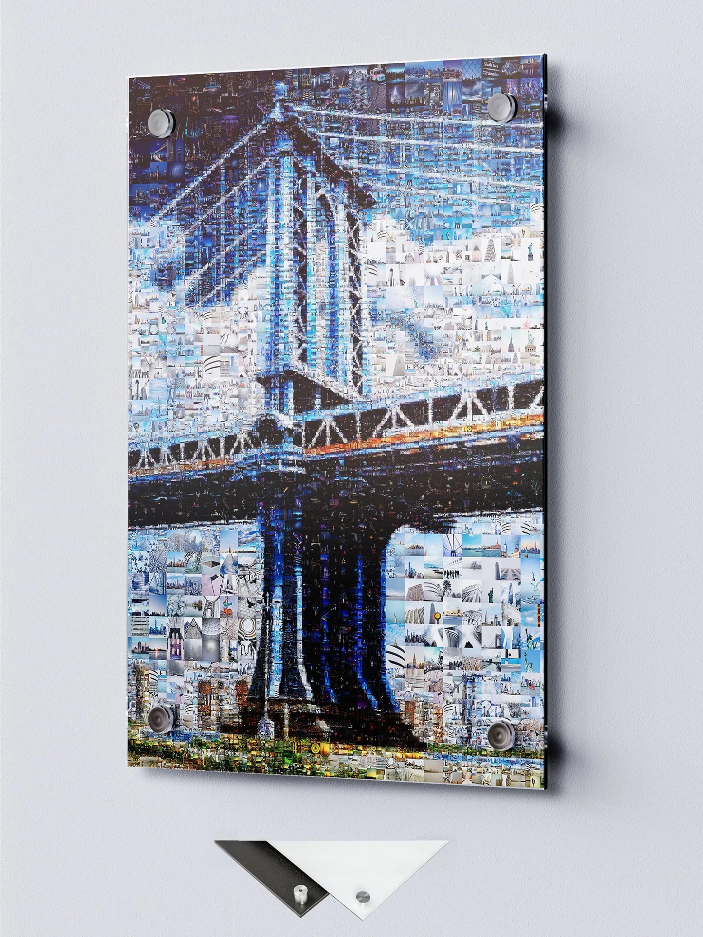 Stunning Blue Mosaic Artwork of Iconic Bridge - Unique Wall Art for Home or Office Decor AtelierMosaics