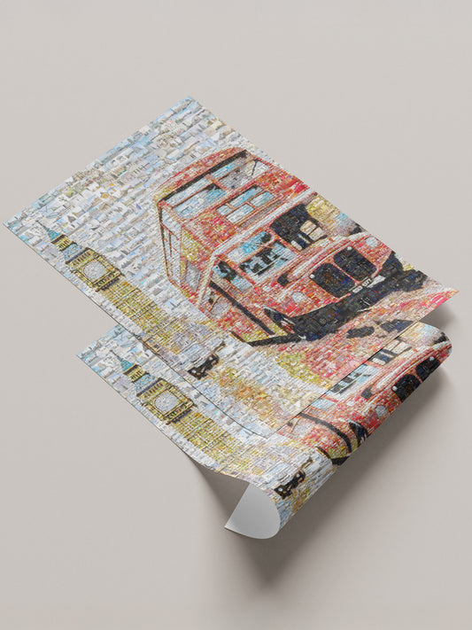 Stunning London Mosaic Art: Iconic Red Bus & Big Ben - Perfect Wall Decor AtelierMosaics