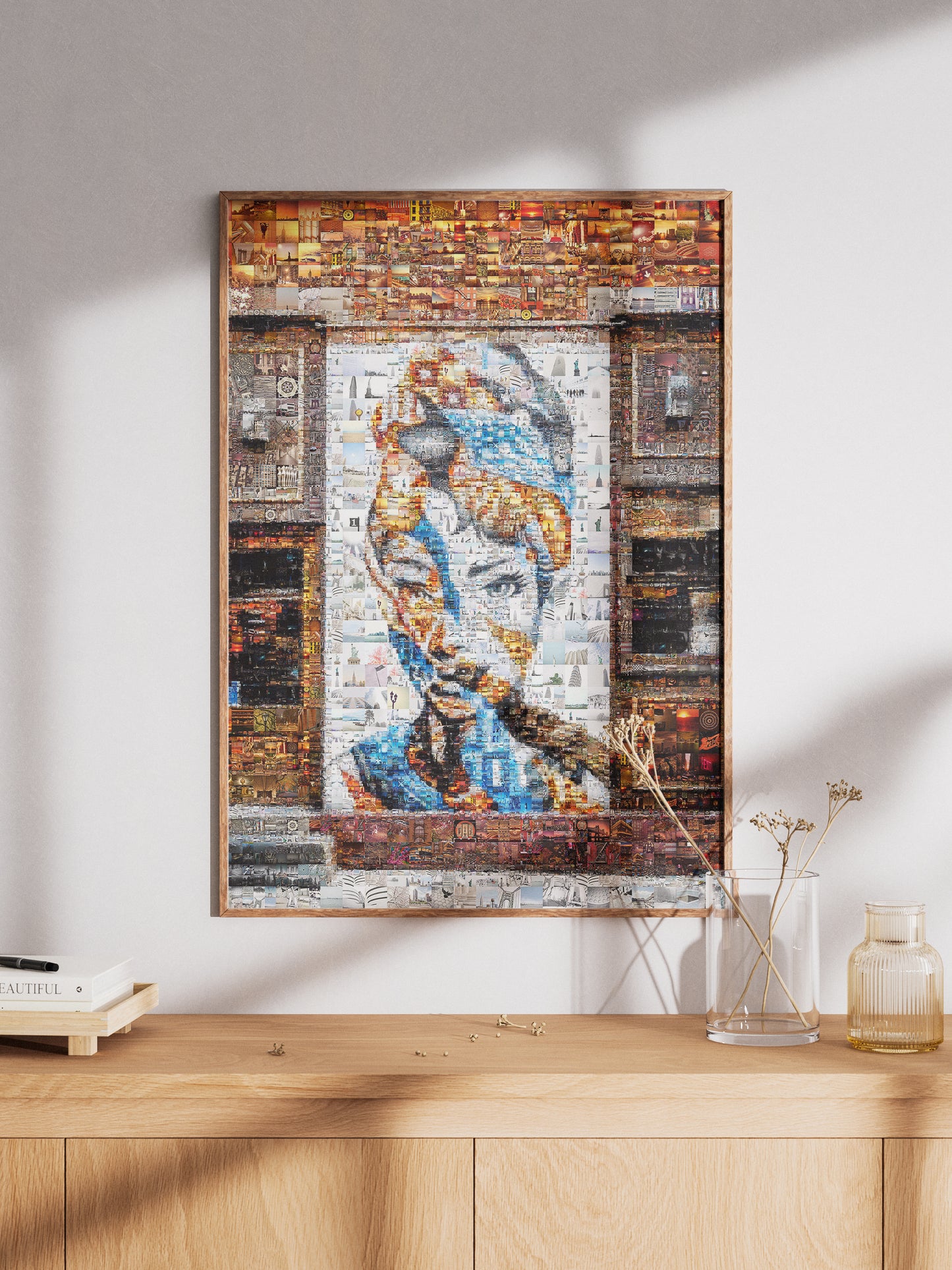 Stunning Mosaic Artwork Featuring a Captivating Portrait - Unique Home Decor Piece AtelierMosaics