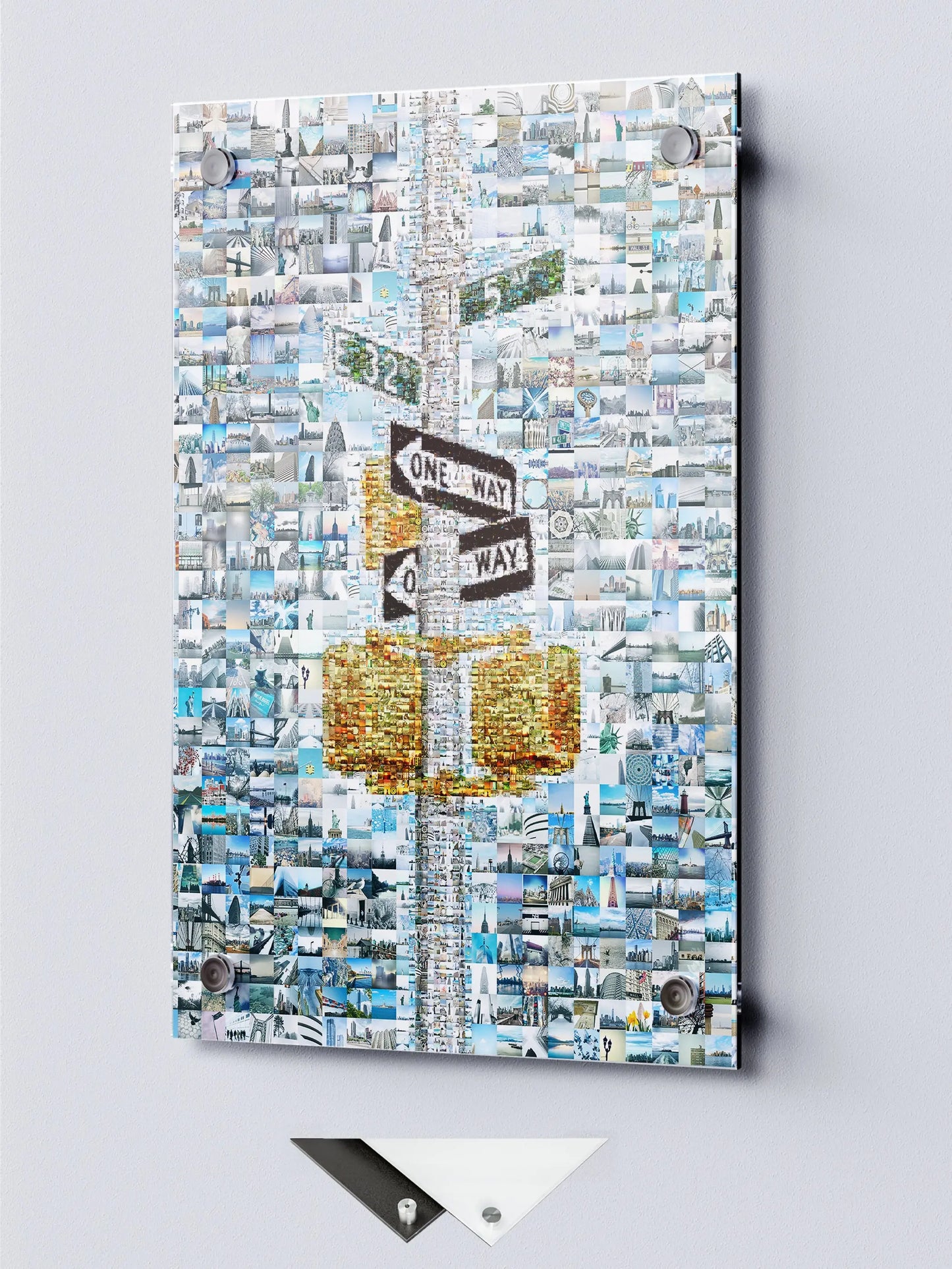 Stunning Mosaic Artwork of Urban Landscapes - Unique One Way Sign Design for Home Decor AtelierMosaics