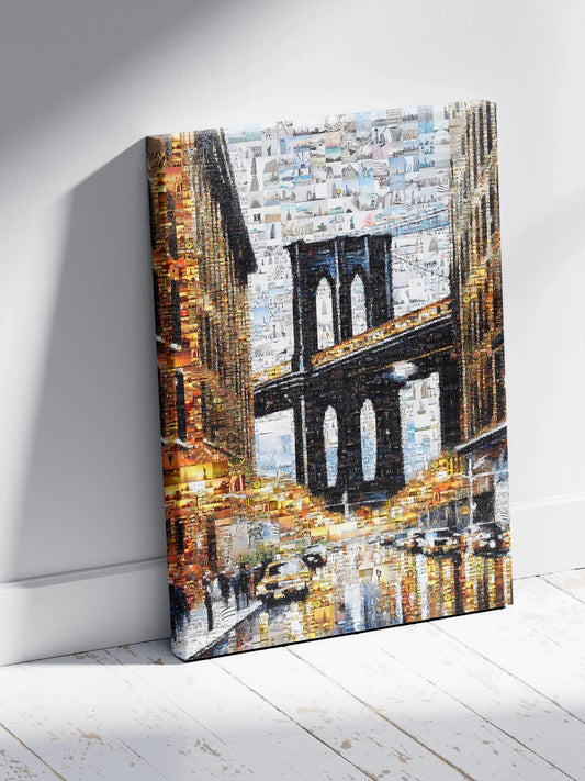 Stunning Brooklyn Bridge Mosaic Art - Unique Urban Landscape Collage for Home Decor AtelierMosaics