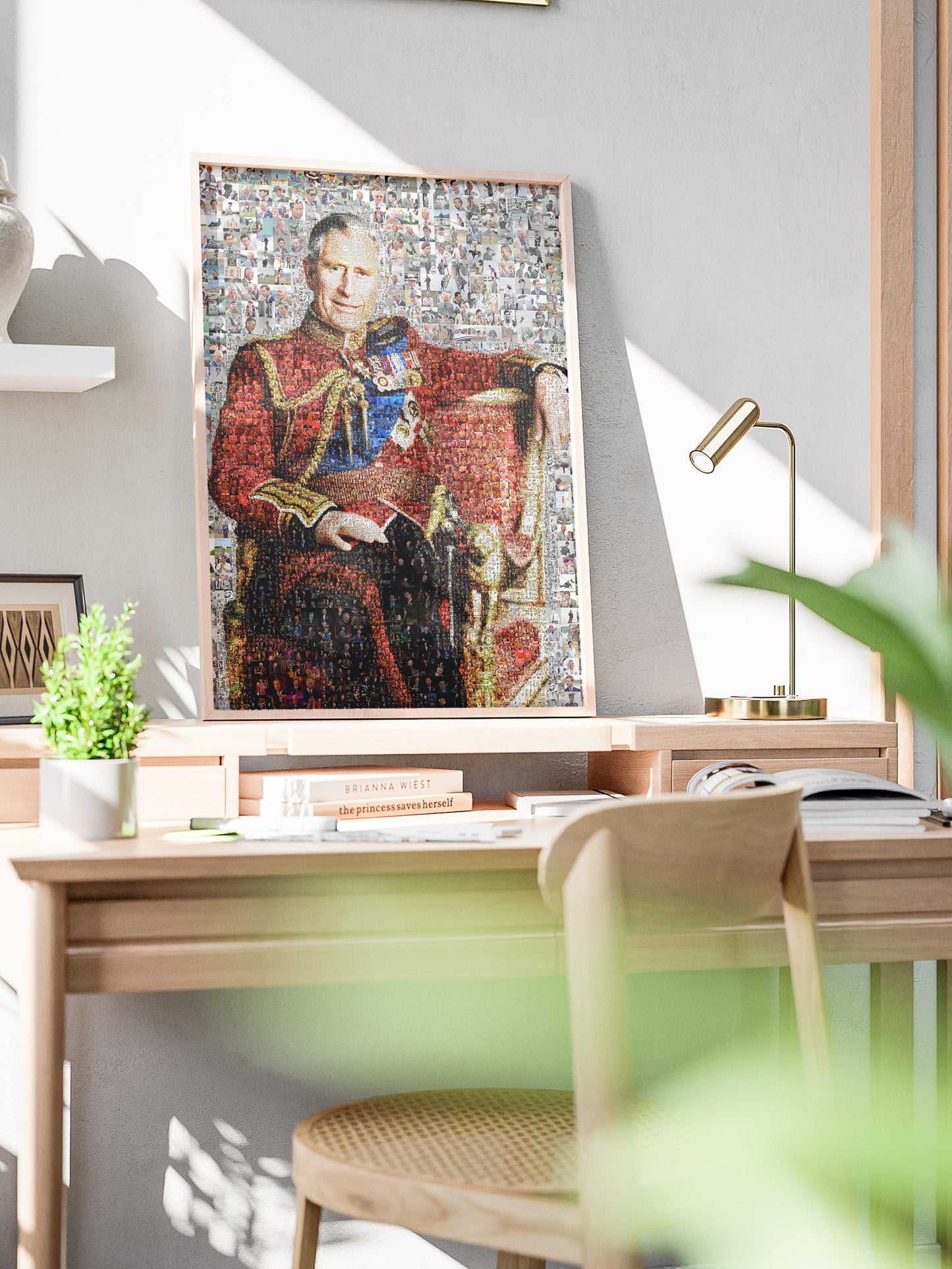 Stunning Mosaic Artwork of King Charles III - Elegant Royal Portrait for Home Decor