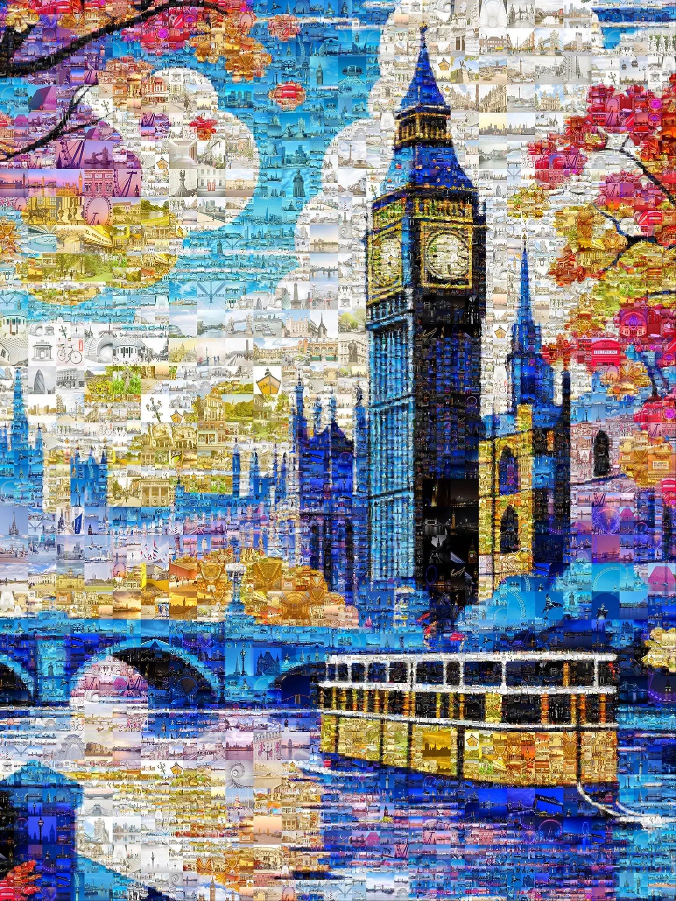 Stunning London Mosaic Artwork Featuring Big Ben and Iconic Landmarks - Perfect for Home Decor AtelierMosaics