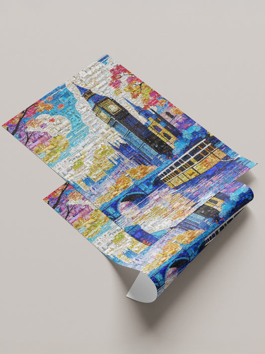 Stunning London Mosaic Artwork Featuring Big Ben and Iconic Landmarks - Perfect for Home Decor AtelierMosaics