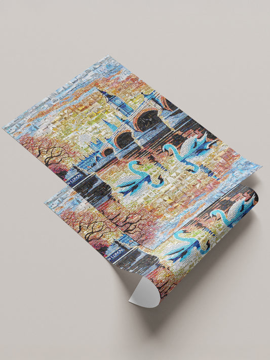 Stunning London Mosaic Artwork Featuring Iconic Landmarks and Swans - Perfect Home Decor AtelierMosaics
