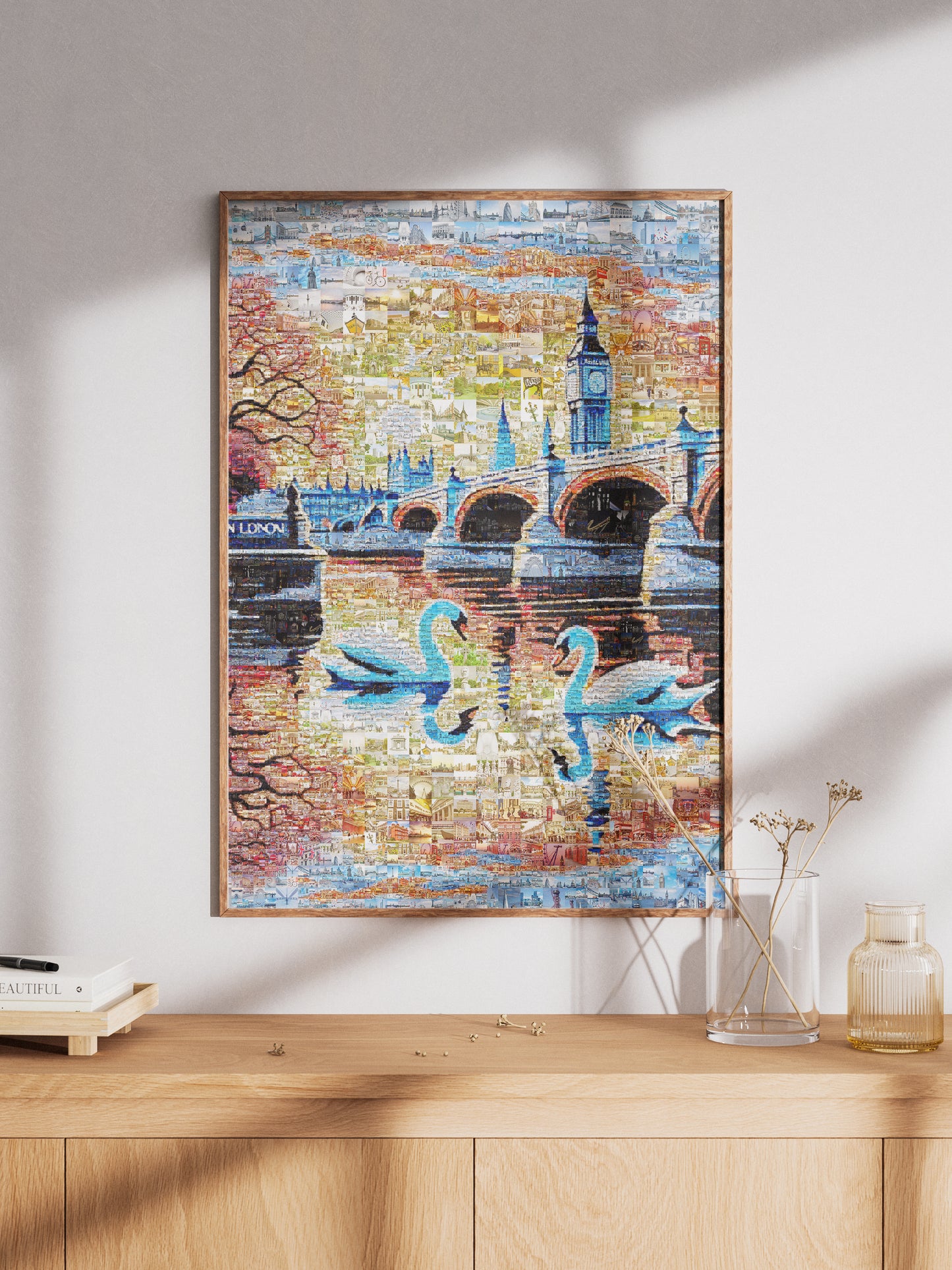 Stunning London Mosaic Artwork Featuring Iconic Landmarks and Swans - Perfect Home Decor AtelierMosaics