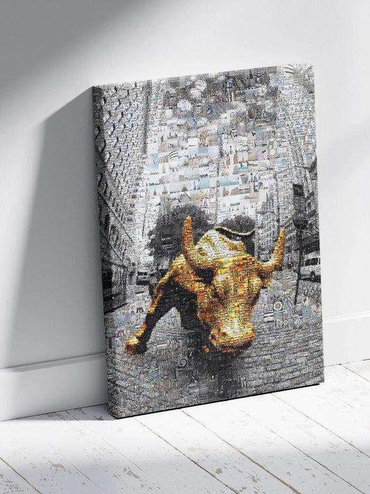 Dynamic Bull Mosaic Art - Captivating Urban Wall Decor for Modern Spaces AtelierMosaics