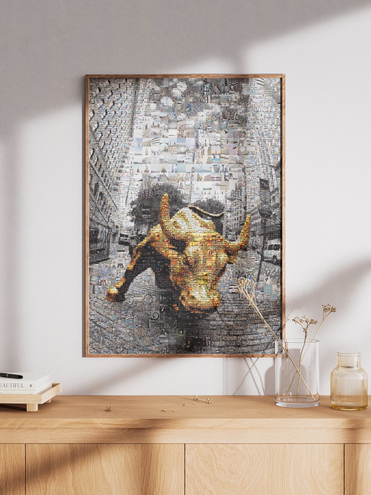 Dynamic Bull Mosaic Art - Captivating Urban Wall Decor for Modern Spaces AtelierMosaics