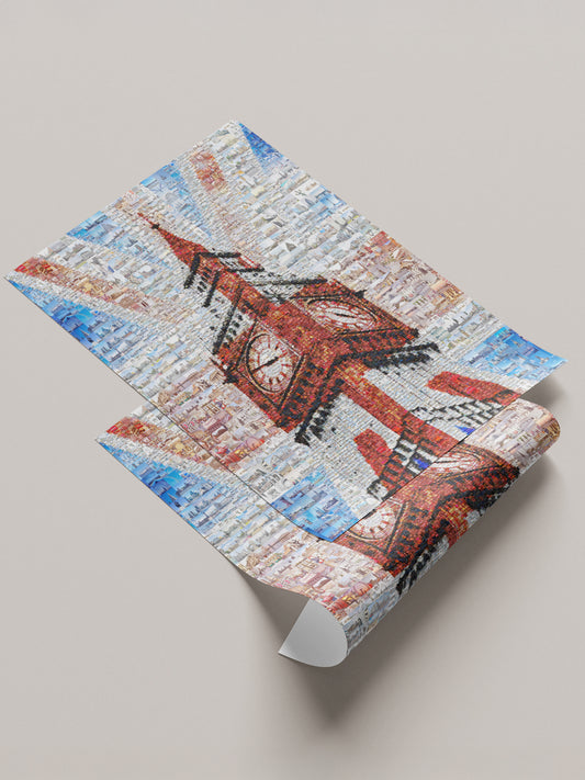 Stunning London Mosaic Art Featuring Big Ben and Iconic Red Bus - Perfect for Home Decor AtelierMosaics