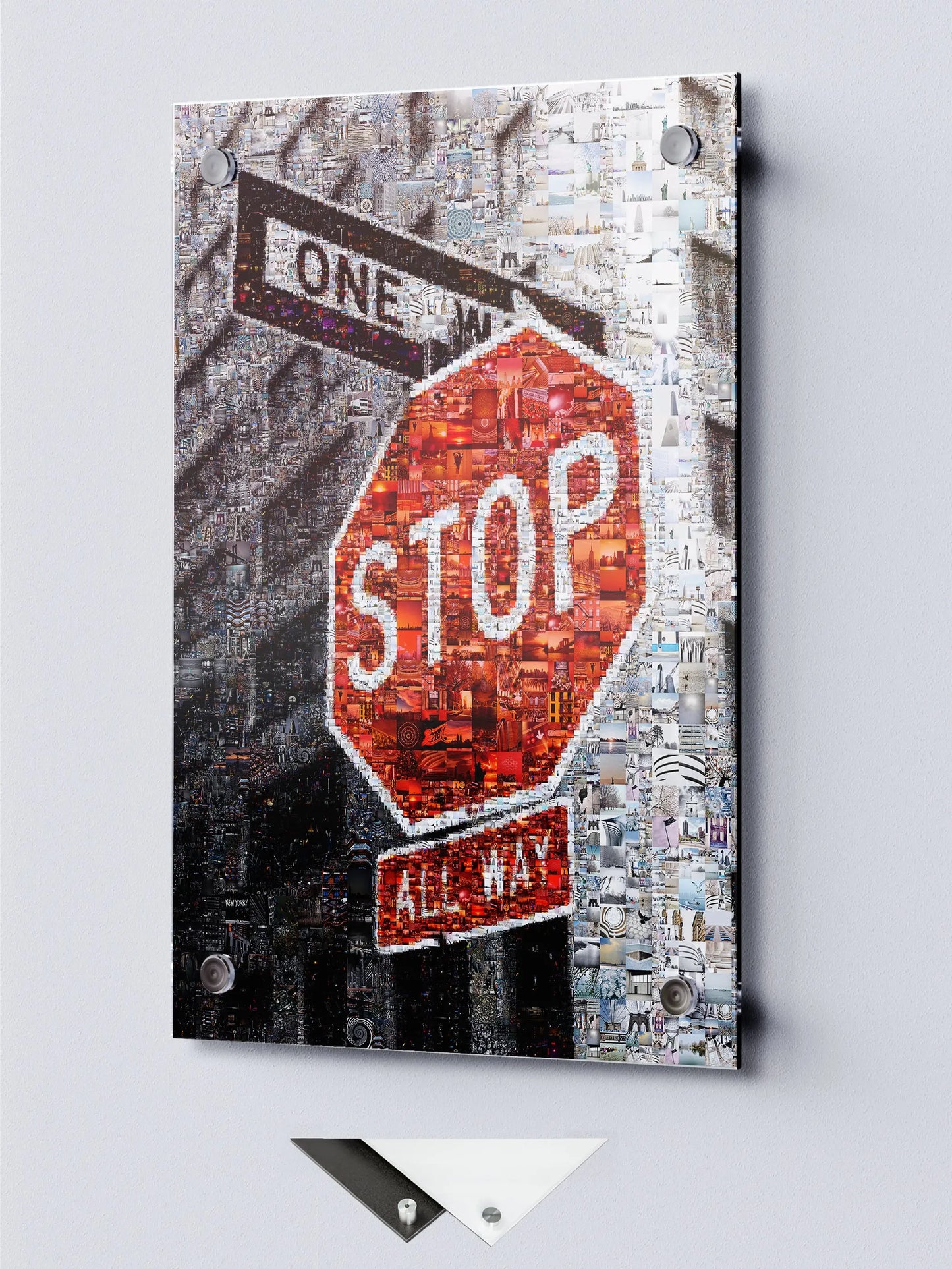 Vibrant Mosaic Stop Sign Artwork - Unique Urban Wall Decor for Home or Office AtelierMosaics