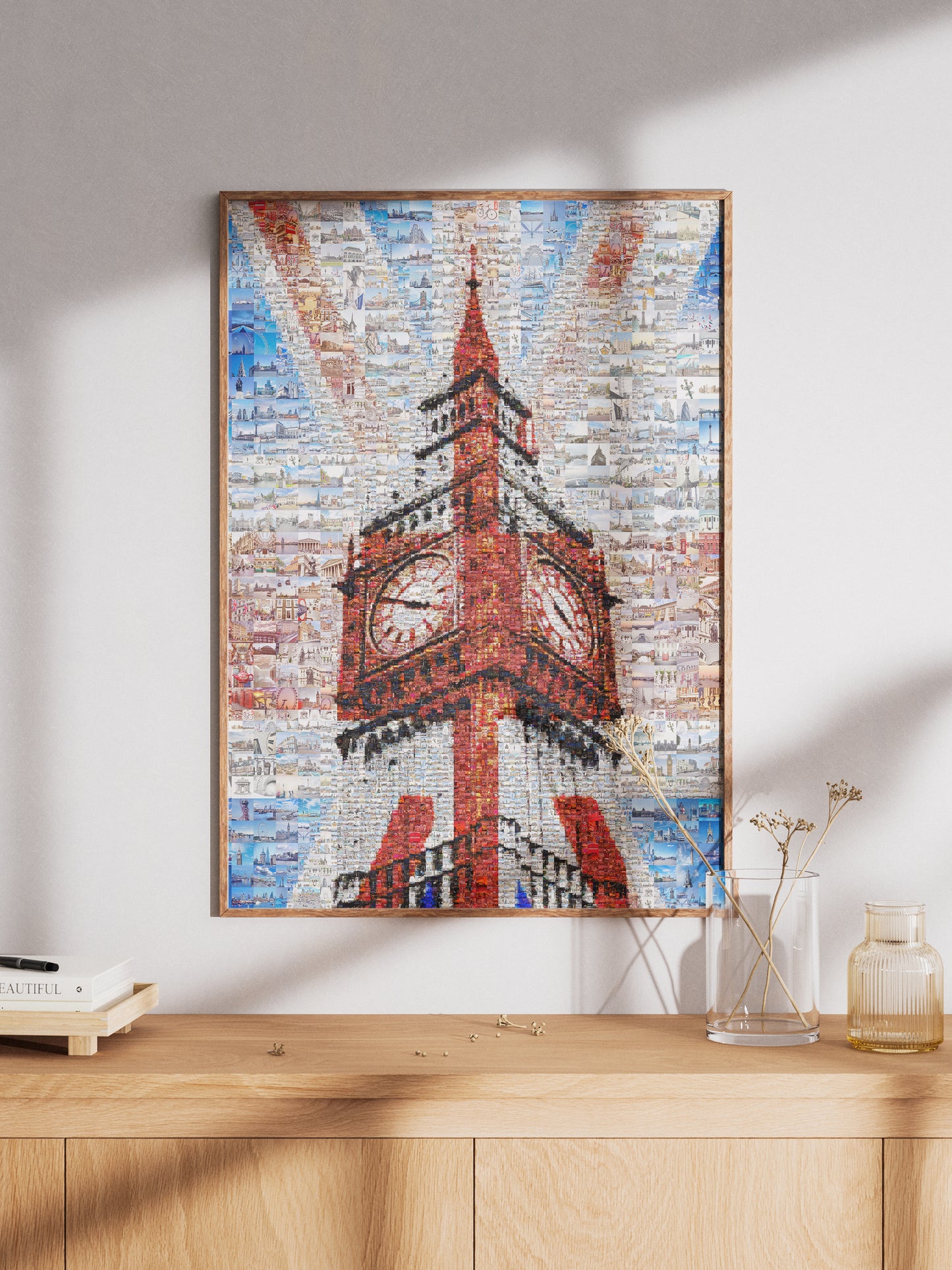Stunning London Mosaic Art Featuring Big Ben and Iconic Red Bus - Perfect for Home Decor AtelierMosaics