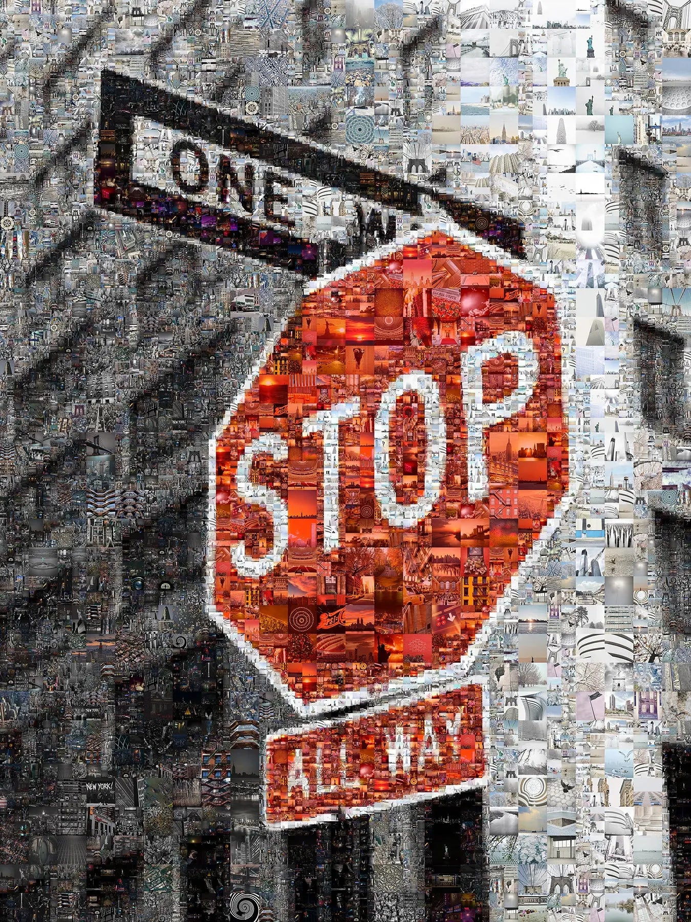 Vibrant Mosaic Stop Sign Artwork - Unique Urban Wall Decor for Home or Office AtelierMosaics