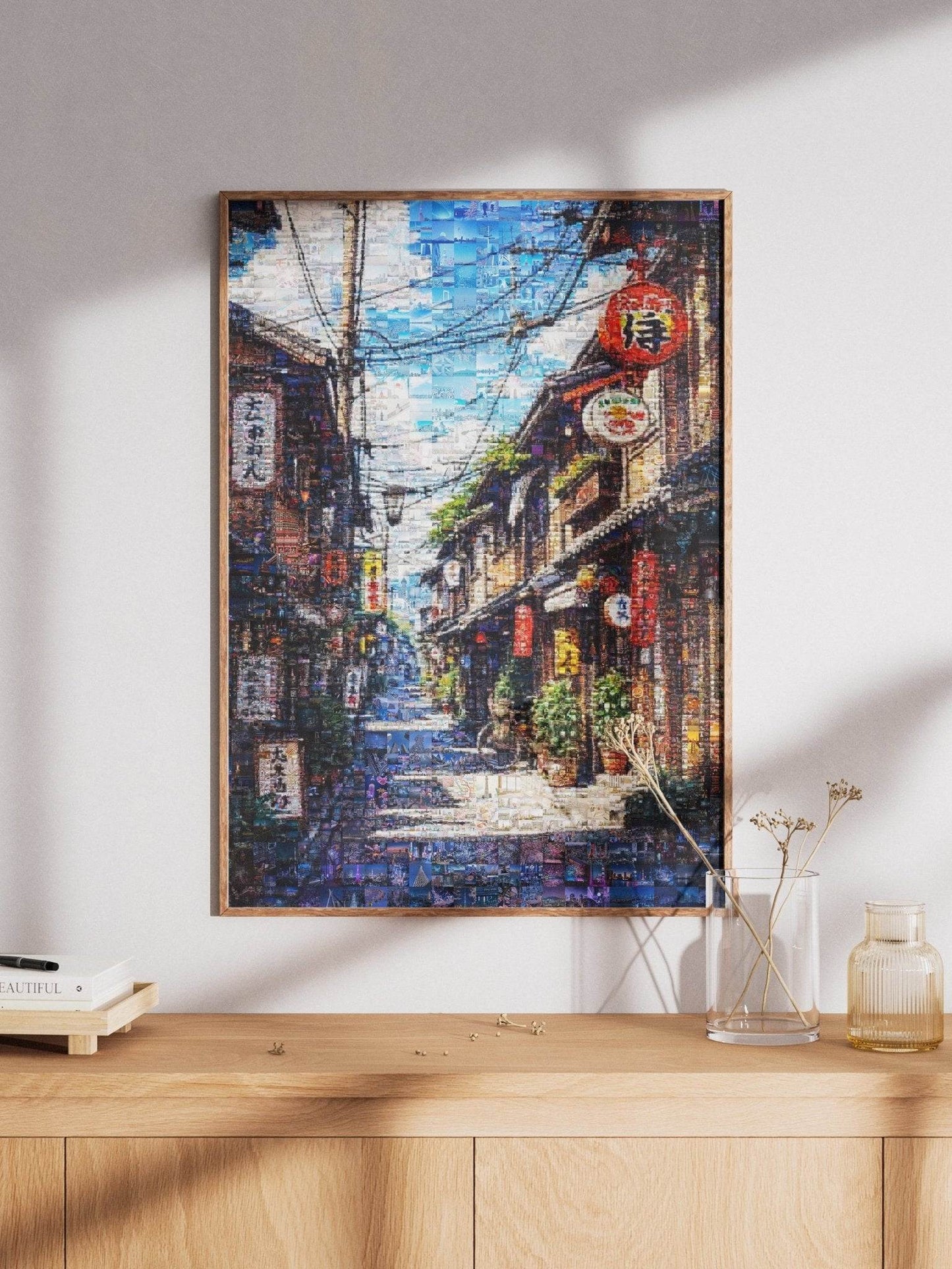 Tokyo Mosaic Art — Traditional Alley with Lanterns - AtelierMosaics