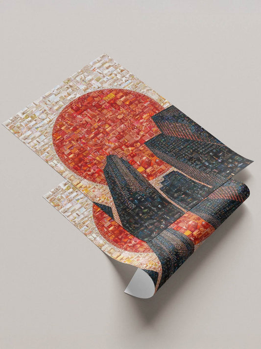 Rising sun over Tokyo Japanese mosaic canvas - Japanese cityscape wall art
