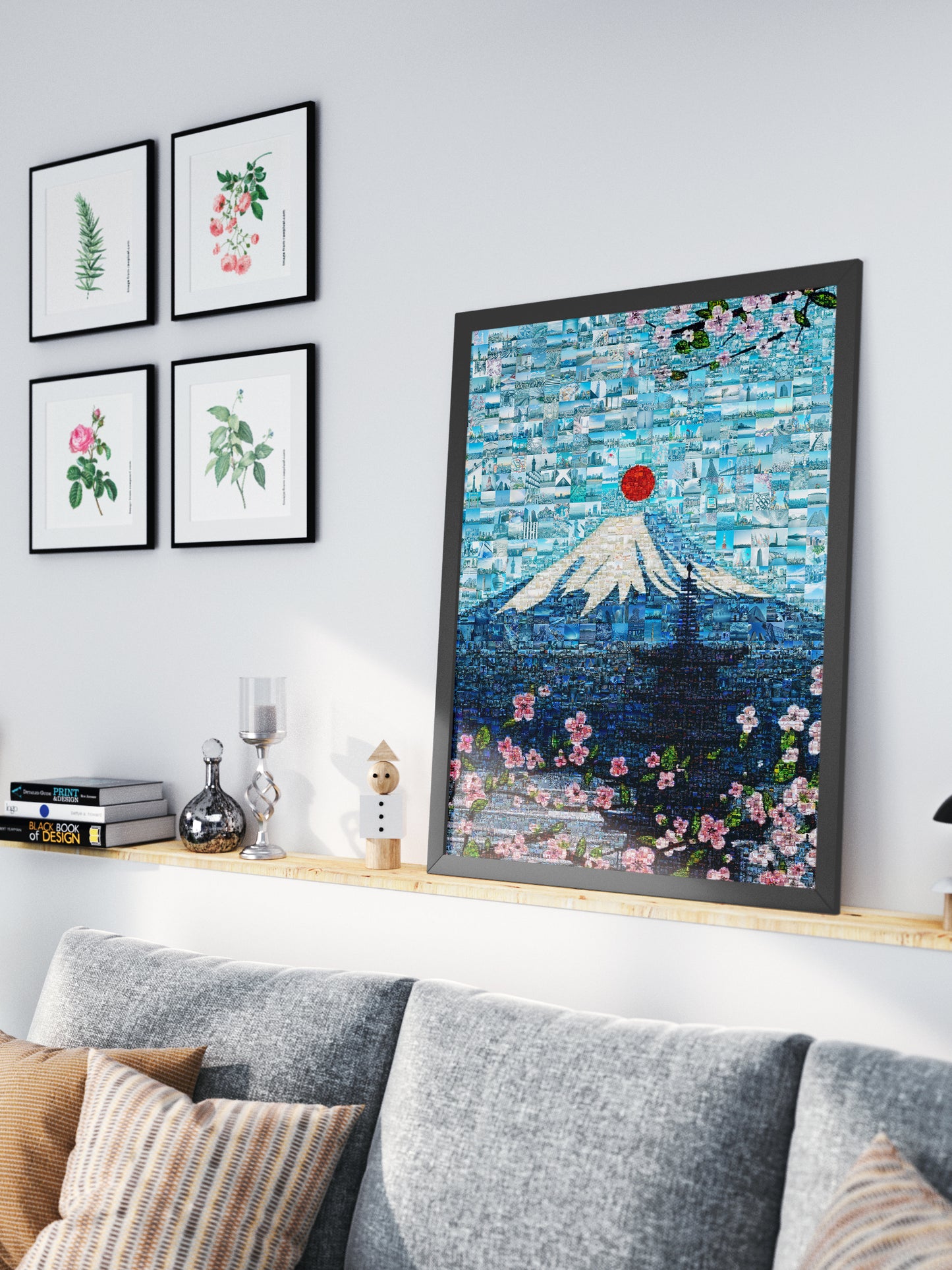 Tokyo Mosaic Art — Mount Fuji and Pagoda Framed by Sakura AtelierMosaics