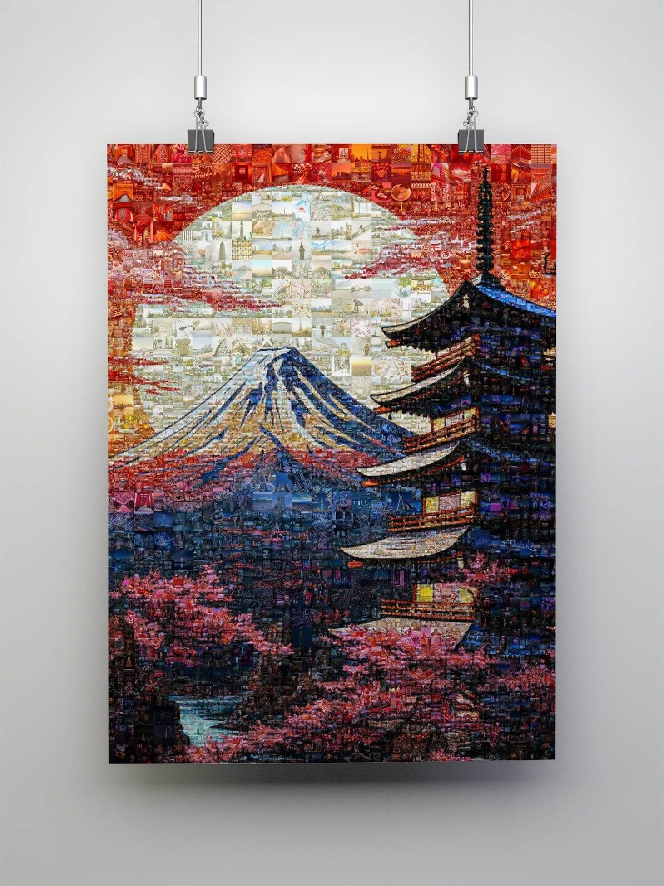 Mount Fuji & Pagoda – Japanese Mosaic Wall Art – AtelierMosaics