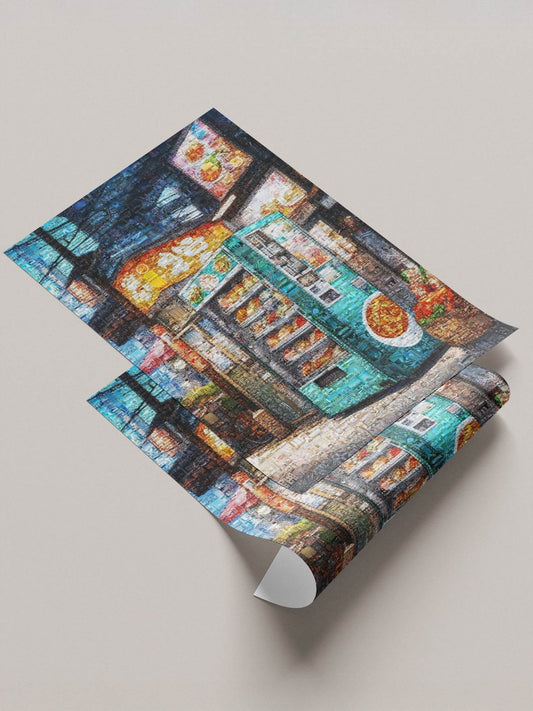 Tokyo street vending Japanese mosaic canvas - Japanese street wall art