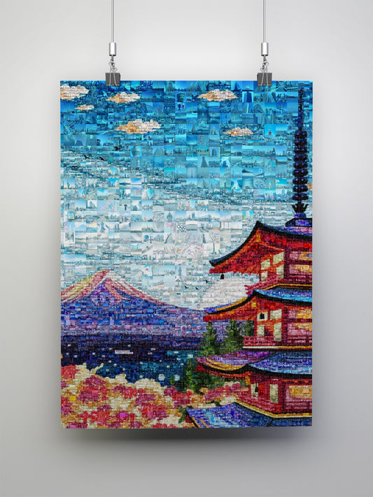 Mount Fuji & Pagoda – Japanese Spring Mosaic Wall Art AtelierMosaics