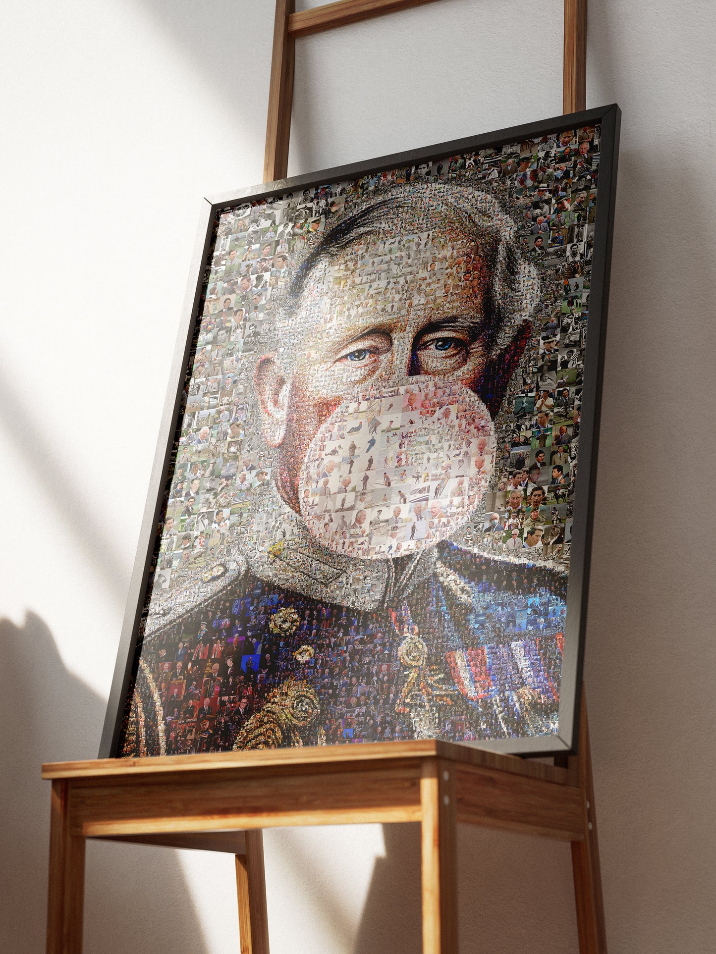 Vibrant Mosaic Artwork of King Charles III - Modern British Art for Home Decor