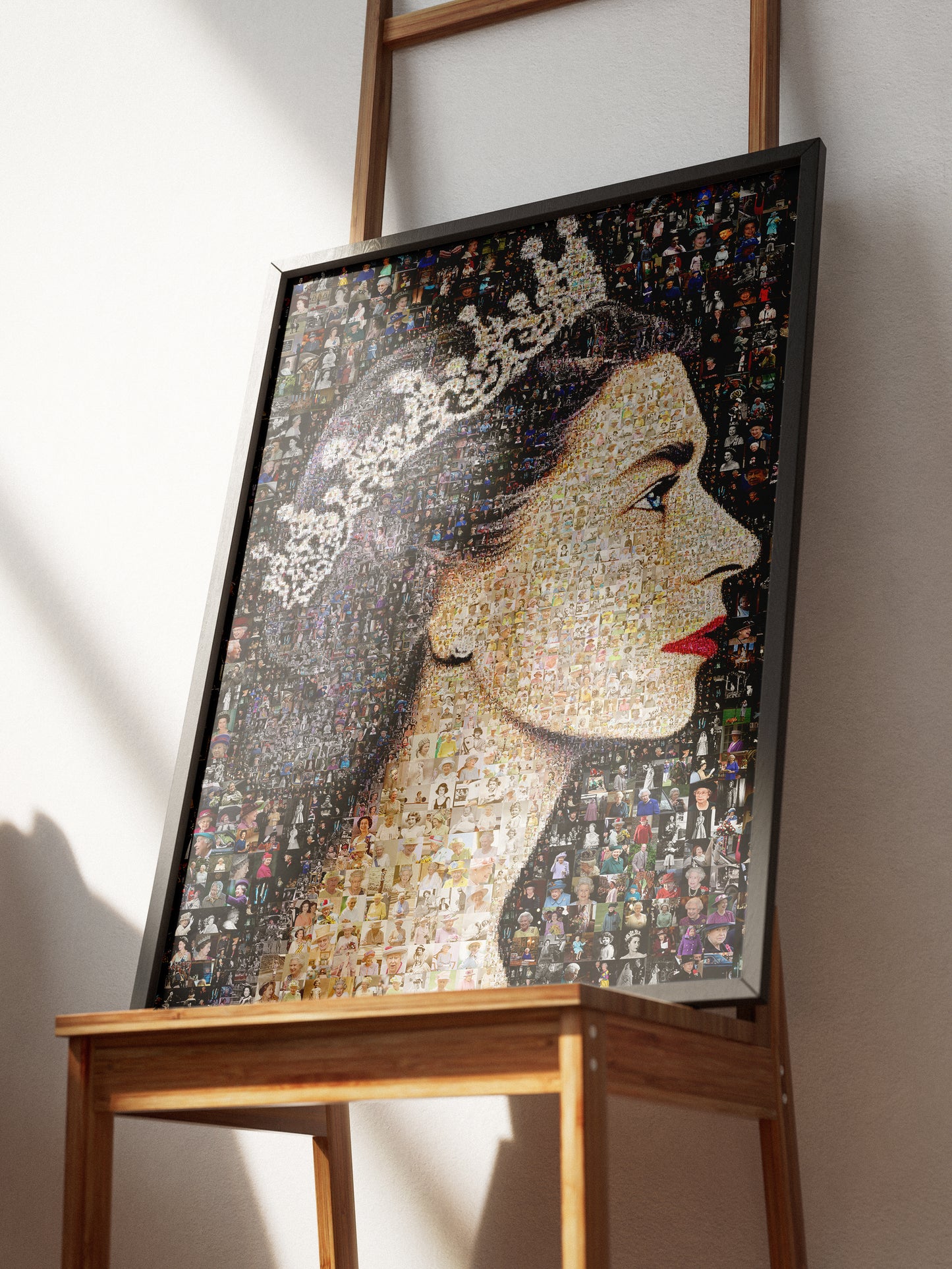 Elegant Mosaic Artwork of Queen Elizabeth II - Timeless Tribute to a Royal Icon