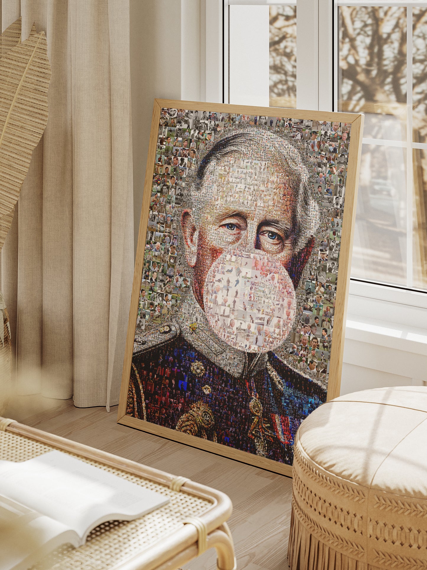 Vibrant Mosaic Artwork of King Charles III - Modern British Art for Home Decor