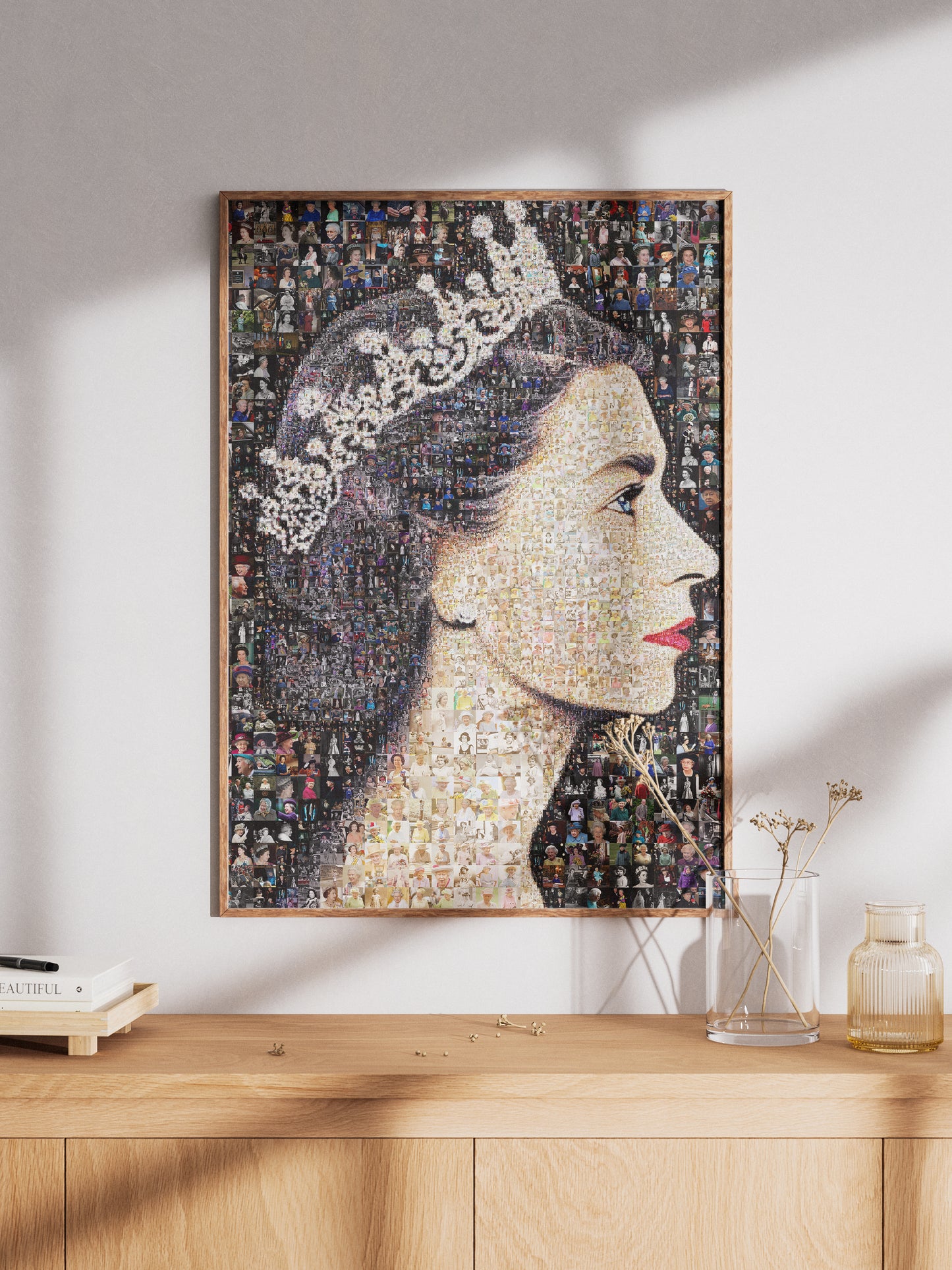 Elegant Mosaic Artwork of Queen Elizabeth II - Timeless Tribute to a Royal Icon