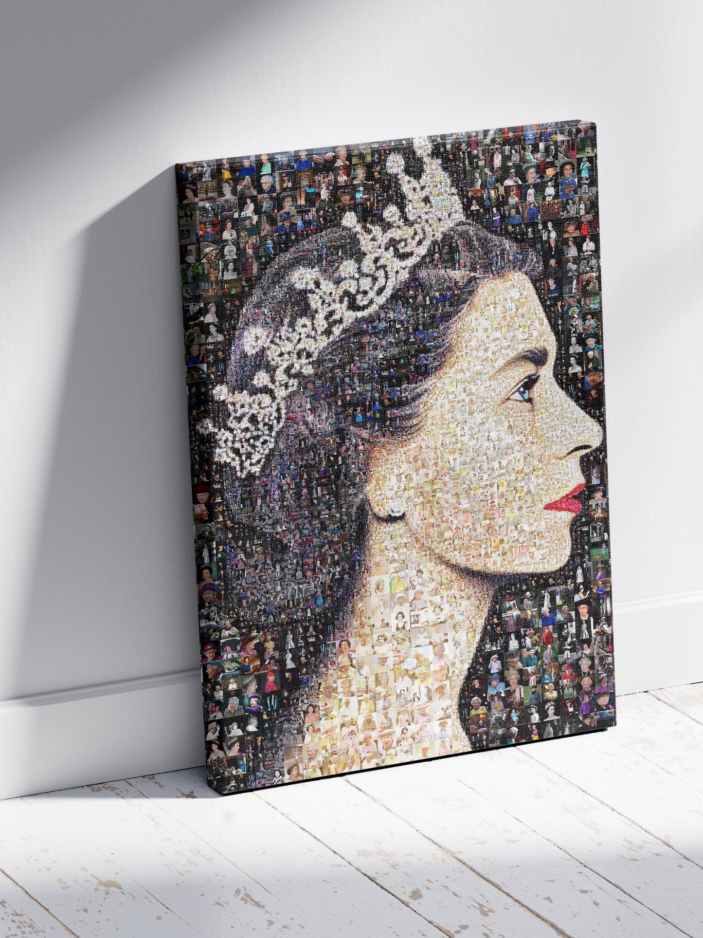 Elegant Mosaic Artwork of Queen Elizabeth II - Timeless Tribute to a Royal Icon