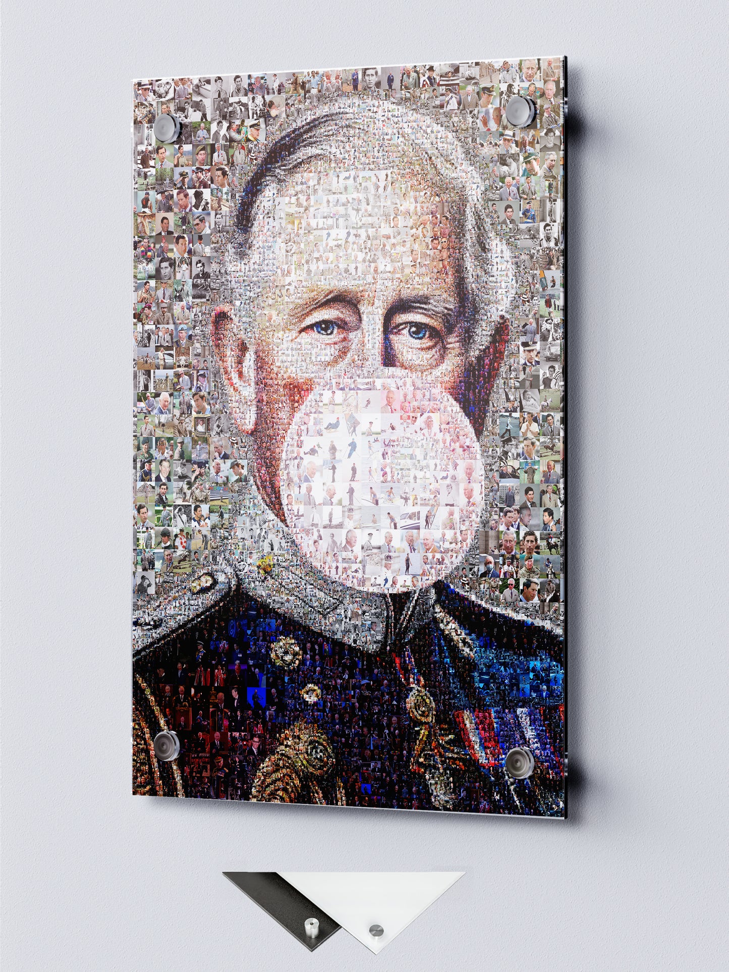 Vibrant Mosaic Artwork of King Charles III - Modern British Art for Home Decor