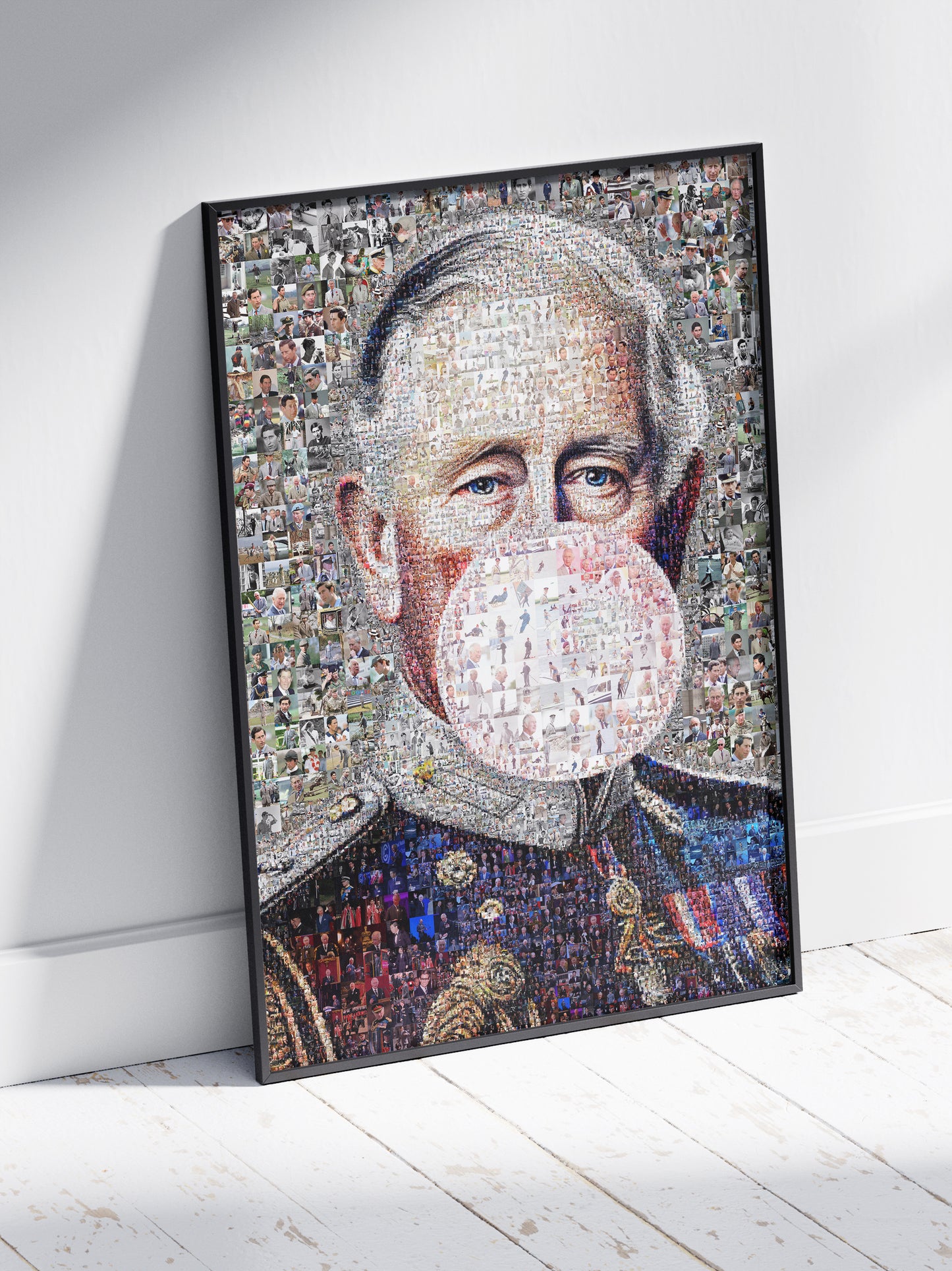 Vibrant Mosaic Artwork of King Charles III - Modern British Art for Home Decor