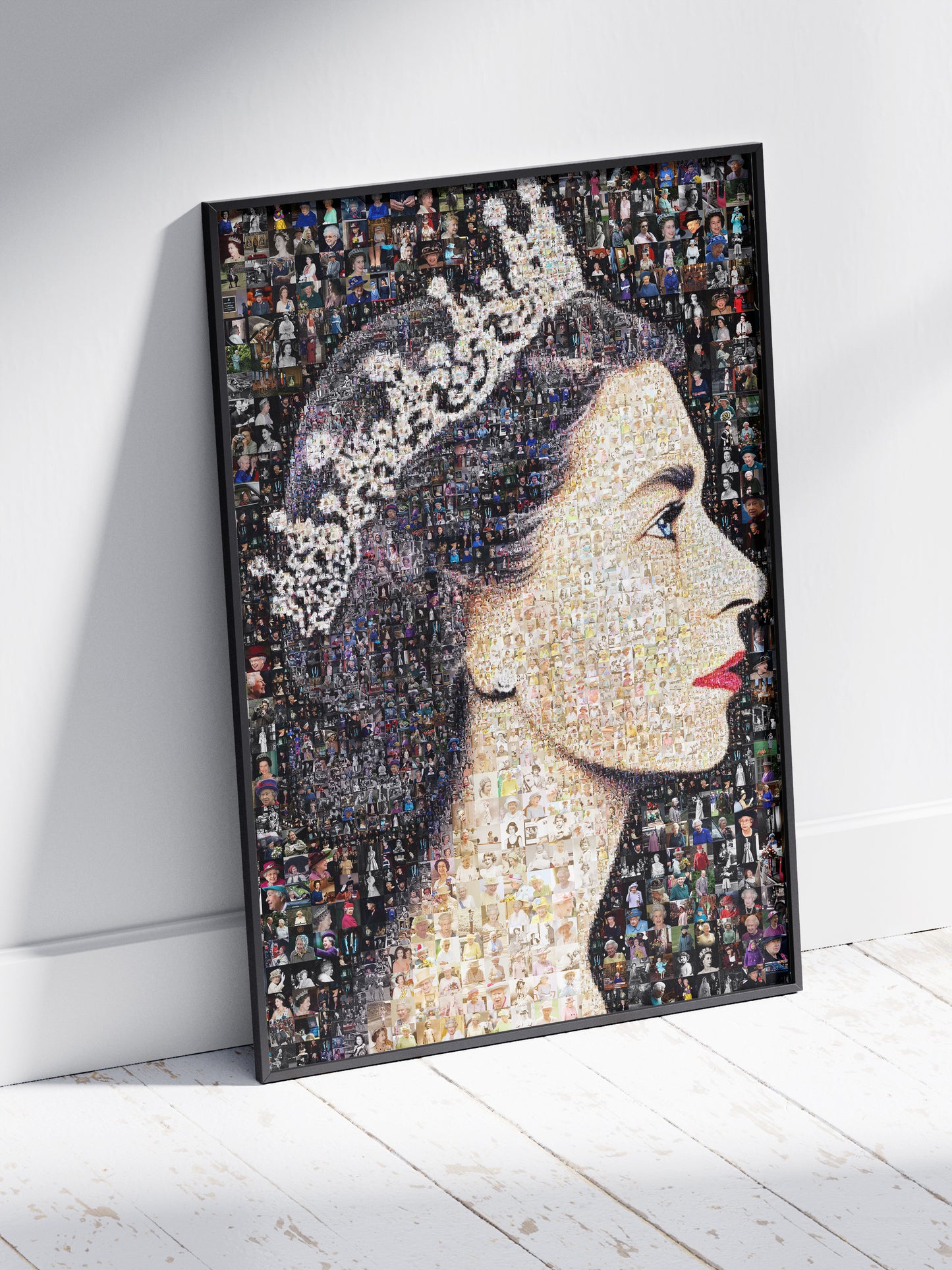 Elegant Mosaic Artwork of Queen Elizabeth II - Timeless Tribute to a Royal Icon