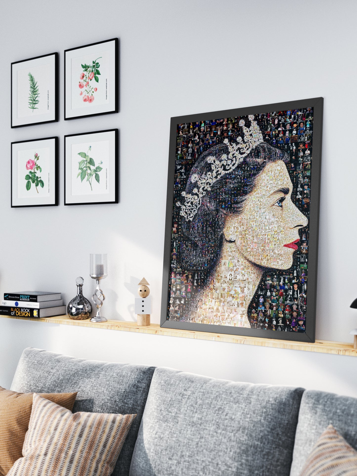 Elegant Mosaic Artwork of Queen Elizabeth II - Timeless Tribute to a Royal Icon