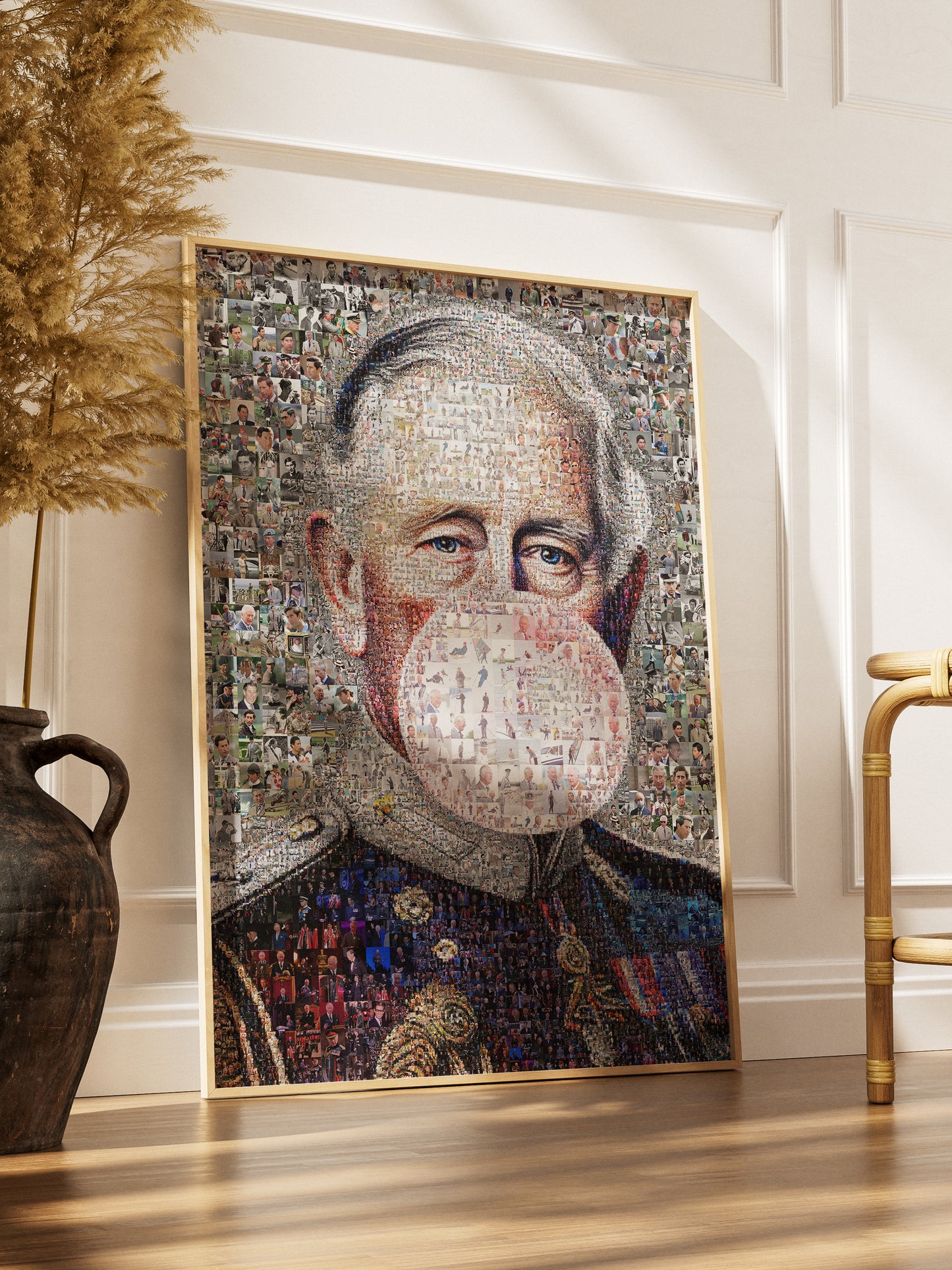 Vibrant Mosaic Artwork of King Charles III - Modern British Art for Home Decor