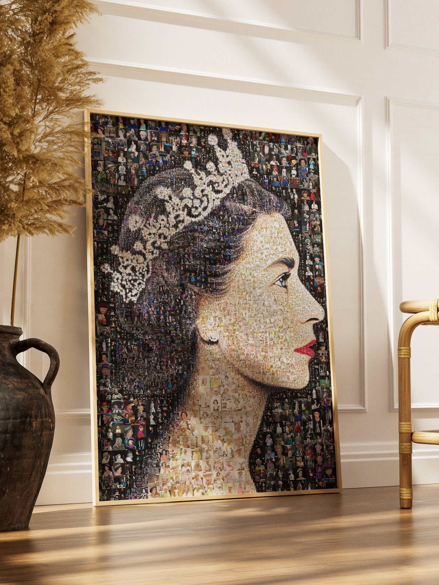Elegant Mosaic Artwork of Queen Elizabeth II - Timeless Tribute to a Royal Icon