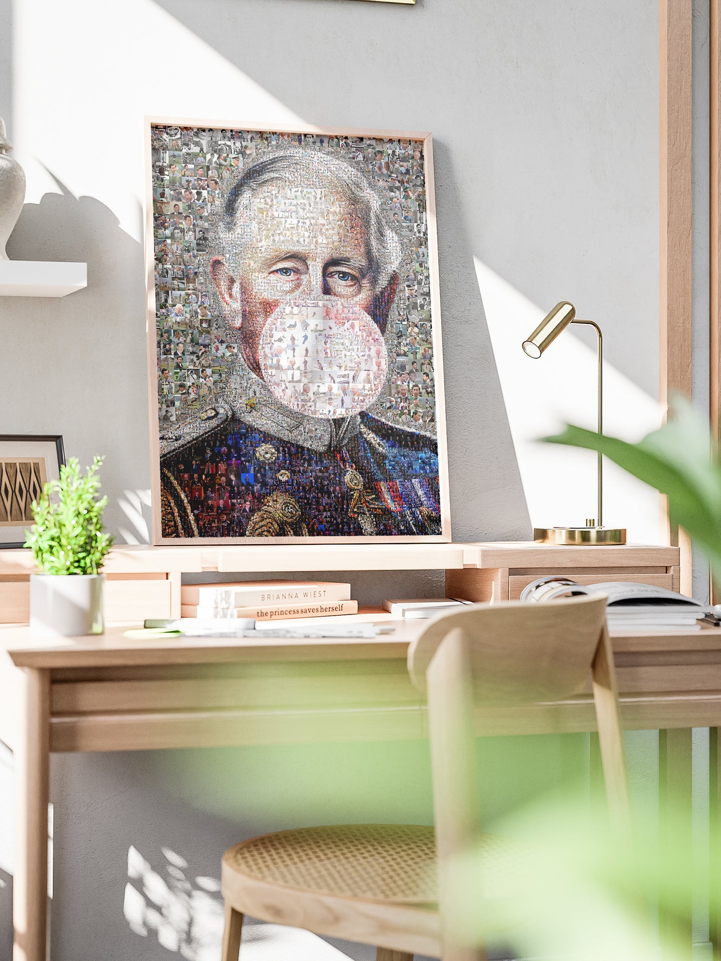Vibrant Mosaic Artwork of King Charles III - Modern British Art for Home Decor