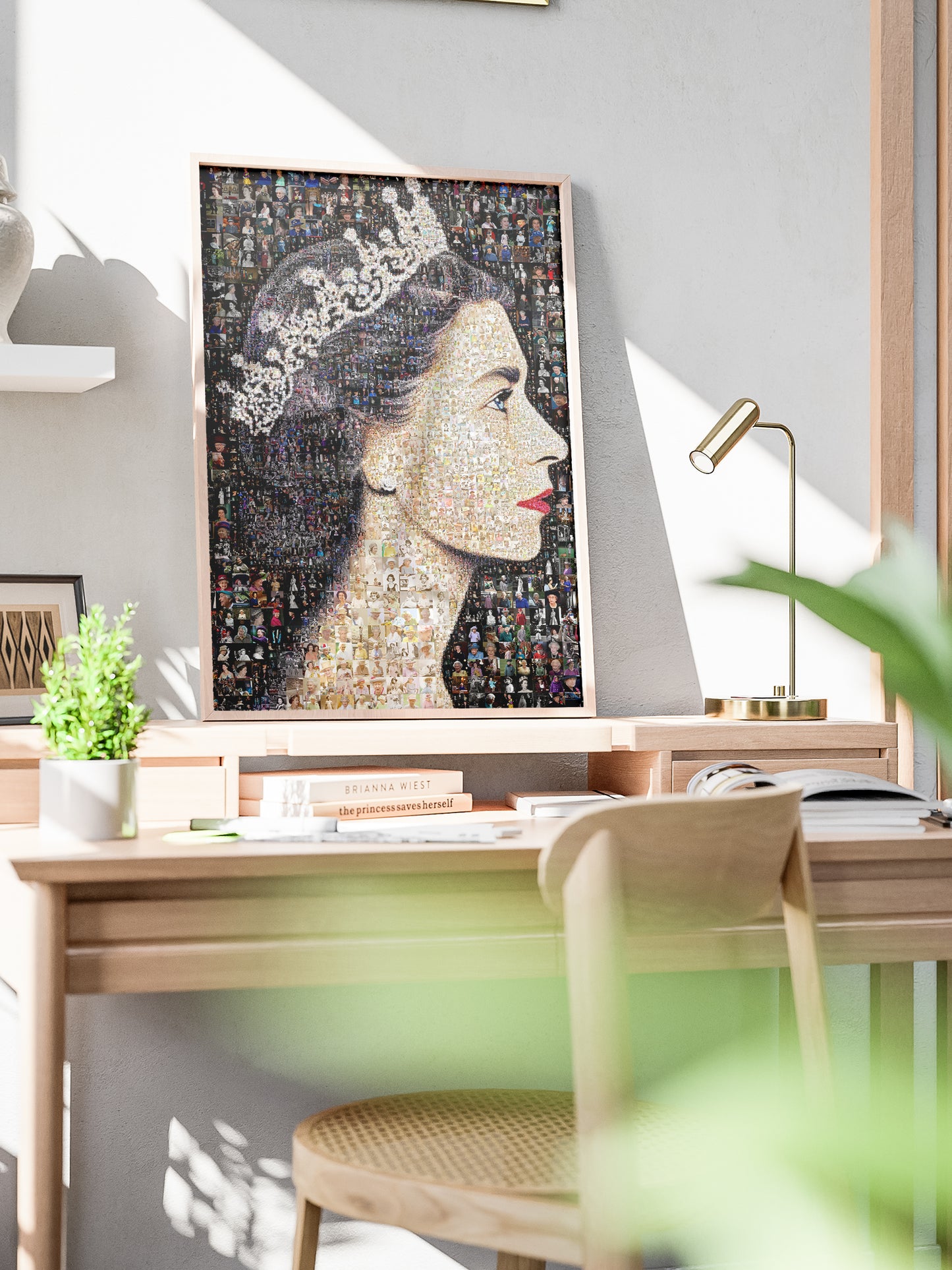Elegant Mosaic Artwork of Queen Elizabeth II - Timeless Tribute to a Royal Icon