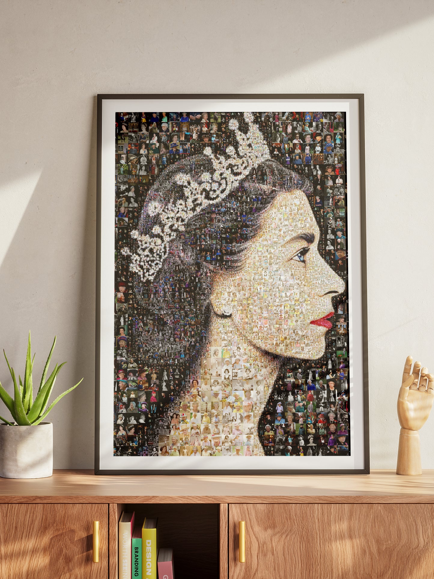 Elegant Mosaic Artwork of Queen Elizabeth II - Timeless Tribute to a Royal Icon