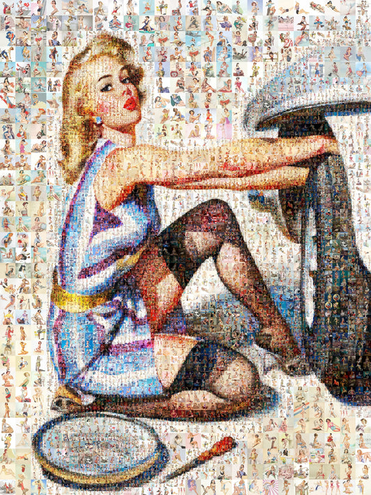 Vintage Pin-Up Mosaic Poster – Retro Wall Art Made from Hundreds of Classic Pin-Up Images, Unique Gift for Art Lovers AtelierMosaics