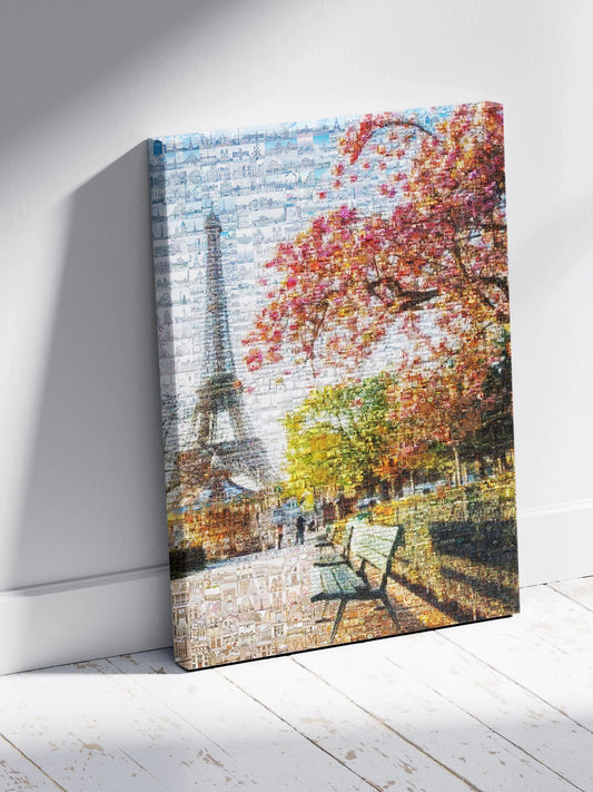 Stunning Paris Mosaic Artwork - Captivating View of the Eiffel Tower & Cherry Blossoms AtelierMosaics