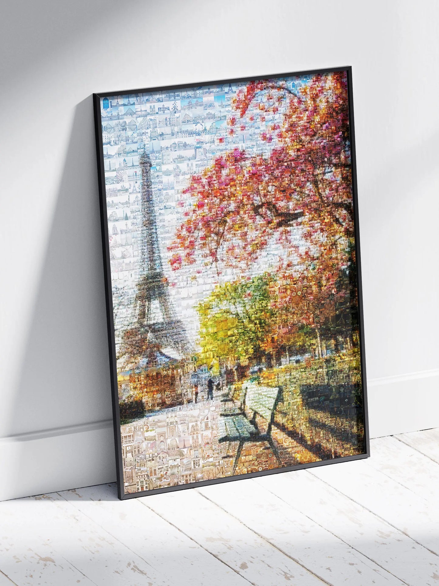 Stunning Paris Mosaic Artwork - Captivating View of the Eiffel Tower & Cherry Blossoms AtelierMosaics