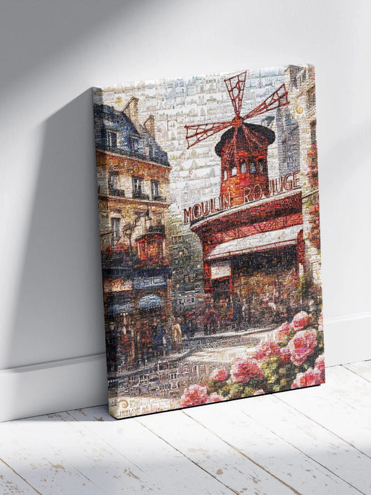 Stunning Paris Mosaic Artwork Featuring Moulin Rouge - Captivating Home Decor AtelierMosaics