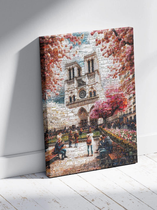 Stunning Mosaic Art of Paris: Captivating Notre Dame & Spring Blooms - Perfect Wall Décor AtelierMosaics