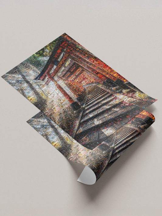 Fushimi Inari path Kyoto torii mosaic canvas - Japanese shrine wall art
