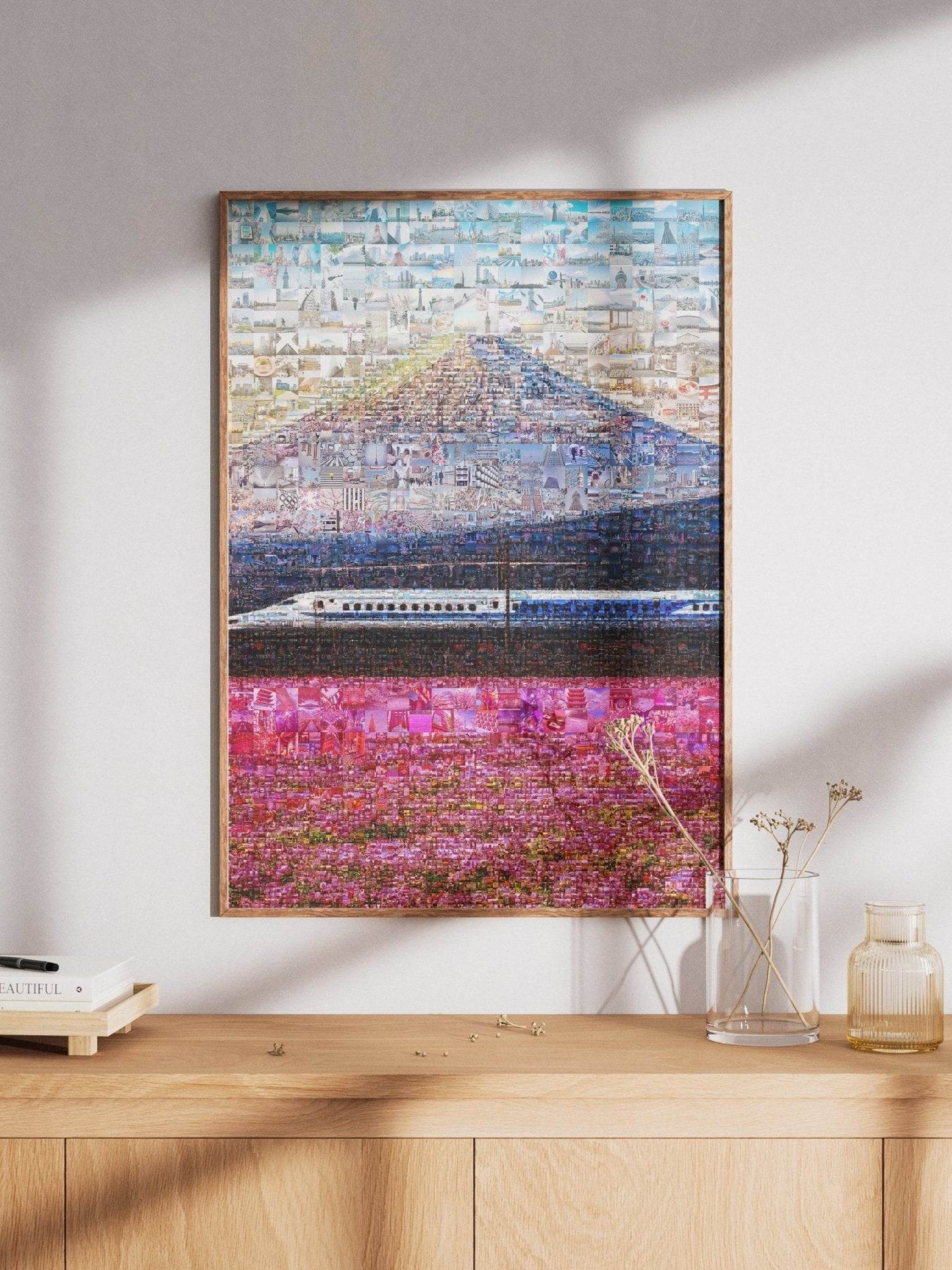 Tokyo Mosaic Art — Shinkansen Train Passing Mount Fuji - AtelierMosaics