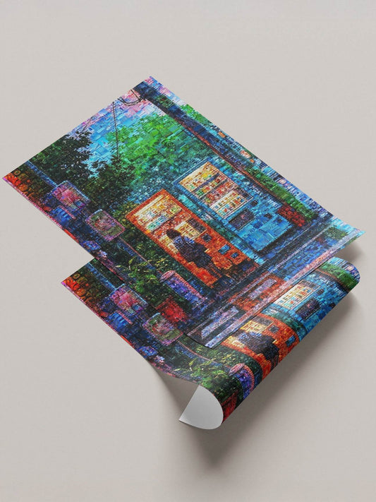 Tokyo vending night Japanese mosaic canvas - Japanese street wall art