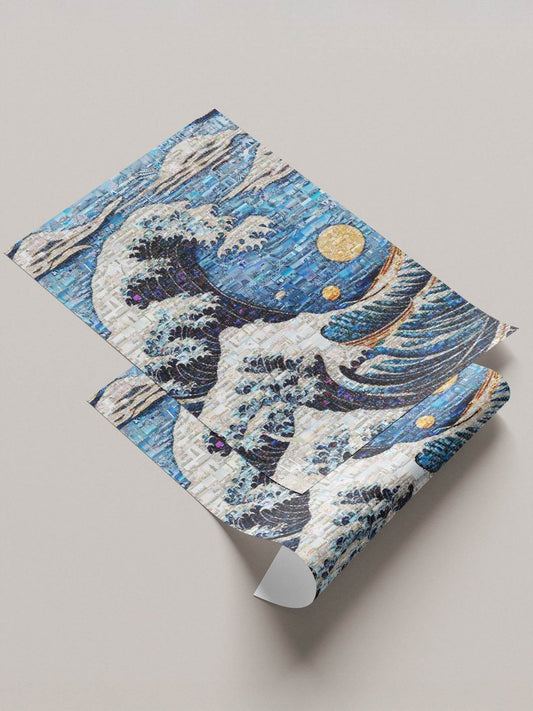 Tokyo Great Wave Japanese mosaic canvas - inspired Japanese wall art print