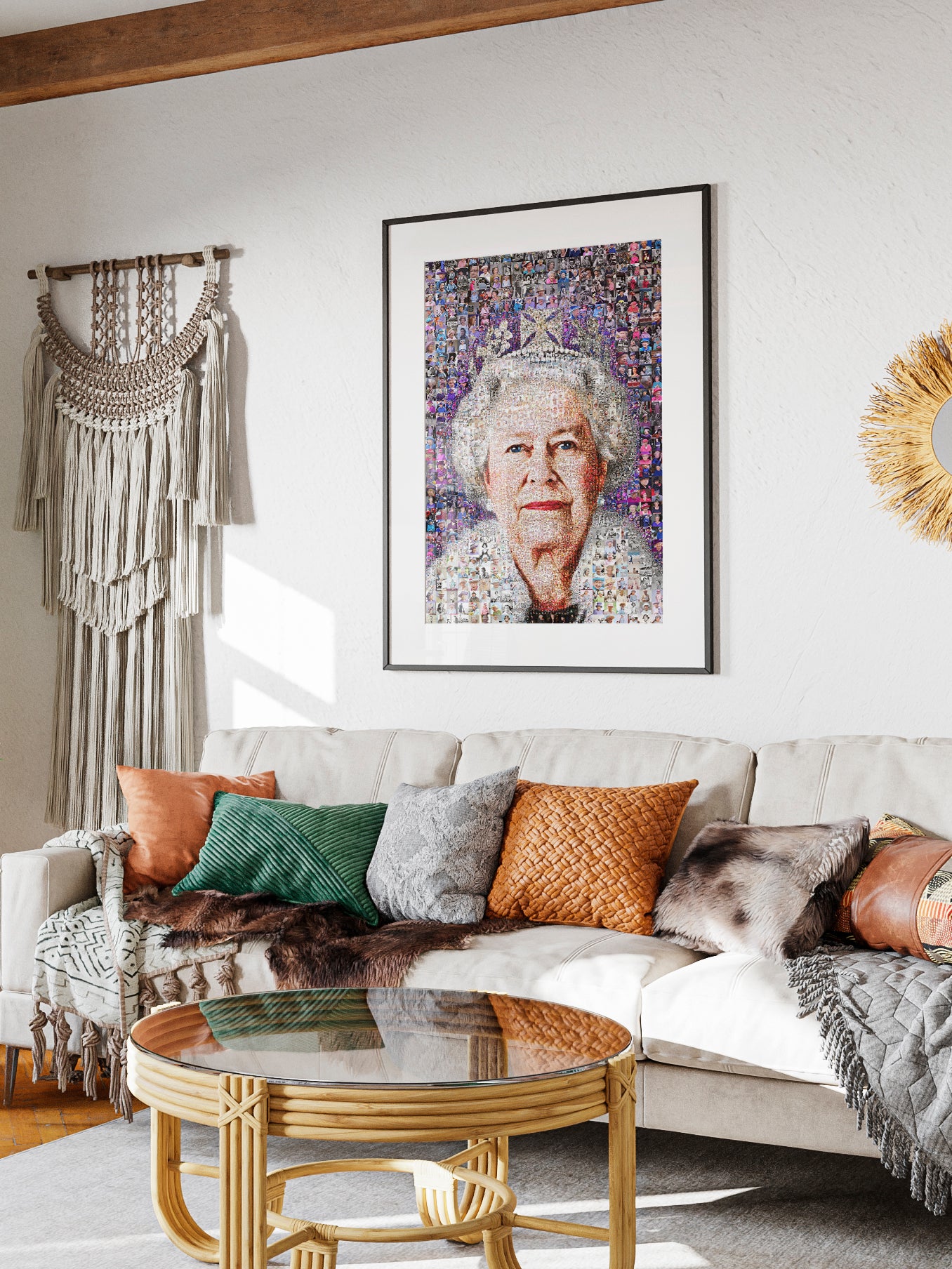 Stunning Elizabeth II Mosaic Artwork - Iconic British Queen Portrait for Home Decor