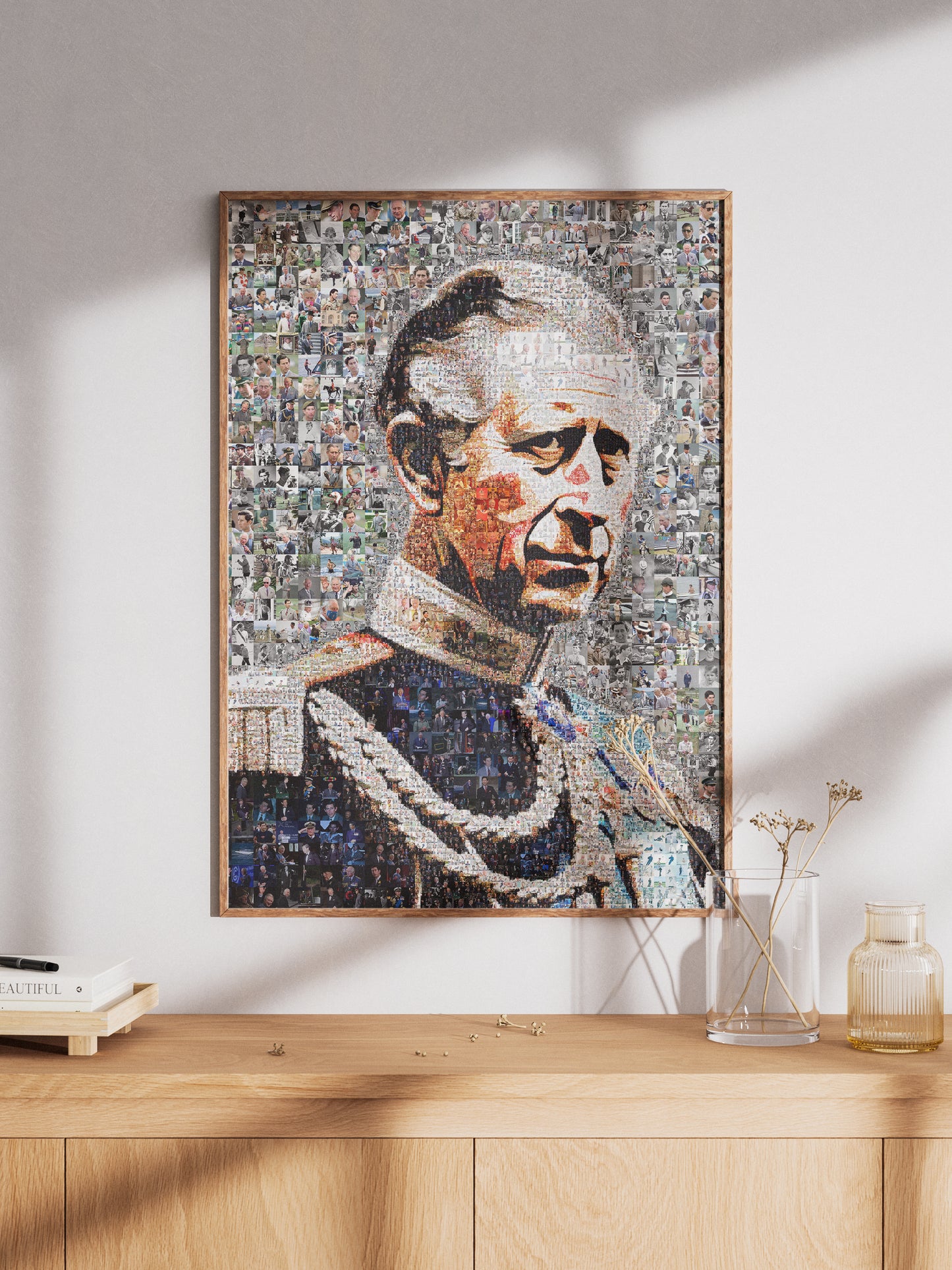 Royal Mosaic Artwork of King Charles III | Unique UK Art Piece for Collectors